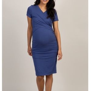 Blue Cross short sleeve maternity dress